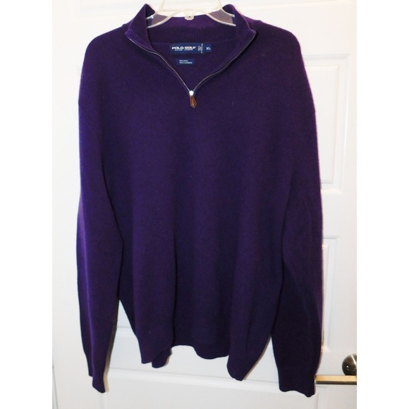 POLO GOLF Ralph Lauren Purple 1/4 Zip Wool Cashmere Sweater‎ sz XL